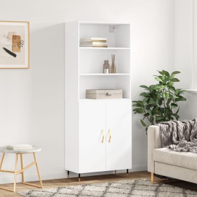 Aparador alto madera contrachapada blanco 69,5x34x180 cm de , Aparadores - Ref: Foro24-3189229, Precio: 136,20 €, Descuento: %