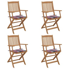 Sillas de jardín plegables 4 uds y cojines madera maciza acacia de , Sillas de jardín - Ref: Foro24-3064630, Precio: 228,62 €...