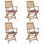 Sillas de jardín plegables 4 uds y cojines madera maciza acacia de , Sillas de jardín - Ref: Foro24-3064630, Precio: 228,62 €...