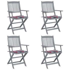 Sillas de jardín plegables 4 uds madera maciza acacia y cojines de , Sillas de jardín - Ref: Foro24-3064522, Precio: 188,82 €...