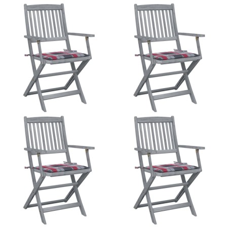 Sillas de jardín plegables 4 uds madera maciza acacia y cojines de , Sillas de jardín - Ref: Foro24-3064522, Precio: 188,82 €...