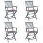 Sillas de jardín plegables 4 uds madera maciza acacia y cojines de , Sillas de jardín - Ref: Foro24-3064522, Precio: 188,82 €...