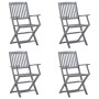 Sillas de jardín plegables 4 uds madera maciza acacia y cojines de , Sillas de jardín - Ref: Foro24-3064522, Precio: 188,82 €...