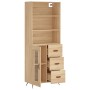 Aparador alto madera contrachapada color roble 69,5x34x180 cm de , Aparadores - Ref: Foro24-3189480, Precio: 153,42 €, Descue...