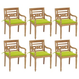 Sillas Batavia 6 unidades madera maciza de teca con cojines de , Sillas de jardín - Ref: Foro24-3073333, Precio: 737,53 €, De...