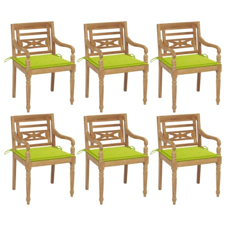 Sillas Batavia 6 unidades madera maciza de teca con cojines de , Sillas de jardín - Ref: Foro24-3073333, Precio: 737,53 €, De...