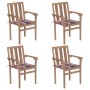 Sillas de jardín apilables 4 uds madera maciza teca con cojines de , Sillas de jardín - Ref: Foro24-3073392, Precio: 503,60 €...