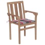 Sillas de jardín apilables 4 uds madera maciza teca con cojines de , Sillas de jardín - Ref: Foro24-3073392, Precio: 503,60 €...