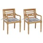 Sillas Batavia 2 uds teca maciza con cojines a cuadros grises de , Sillas de jardín - Ref: Foro24-3062141, Precio: 251,91 €, ...