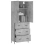 Aparador alto madera contrachapada gris hormigón 69,5x34x180 cm de , Aparadores - Ref: Foro24-3195863, Precio: 159,80 €, Desc...