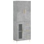 Aparador alto madera contrachapada gris hormigón 69,5x34x180 cm de , Aparadores - Ref: Foro24-3195951, Precio: 165,10 €, Desc...