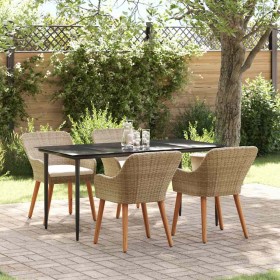 Conjunto de Comedor de Jardín 5 pcs Beige ratán sintético en Mesas de jardín | Comprar online en Foru.es
