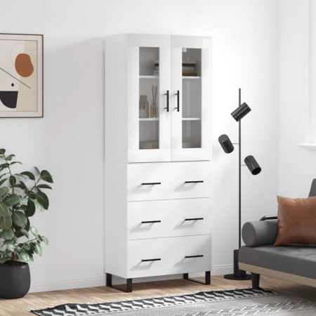 Aparador alto madera contrachapada blanco brillo 69,5x34x180 cm de , Aparadores - Ref: Foro24-3198427, Precio: 206,37 €, Desc...
