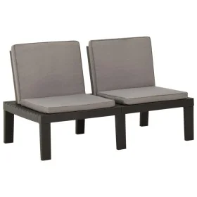 Banco de jardín con cojines plástico gris de vidaXL, Bancos de jardín - Ref: Foro24-315849, Precio: 125,80 €, Descuento: %