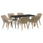 Conjunto de Comedor de Jardín 7 pcs Beige ratán sintético en Mesas de jardín | Comprar online en Foru.es