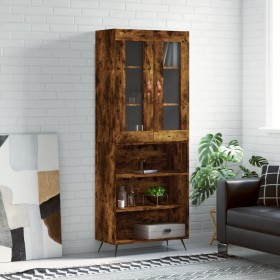 Aparador alto madera contrachapada roble ahumado 69,5x34x180 cm de , Aparadores - Ref: Foro24-3198702, Precio: 123,07 €, Desc...