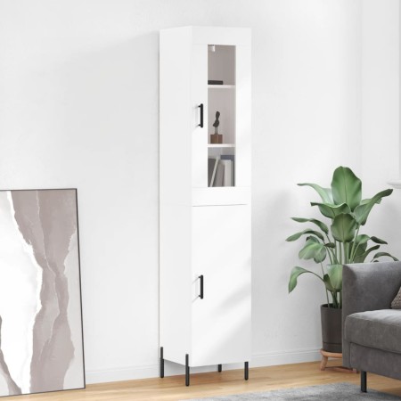Aparador alto madera contrachapada blanco brillo 34,5x34x180 cm de , Aparadores - Ref: Foro24-3199179, Precio: 119,35 €, Desc...