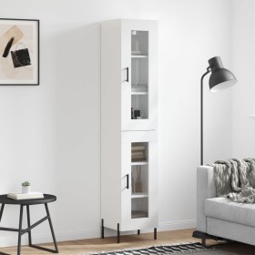 Aparador alto madera contrachapada blanco brillo 34,5x34x180 cm de , Aparadores - Ref: Foro24-3199435, Precio: 117,96 €, Desc...