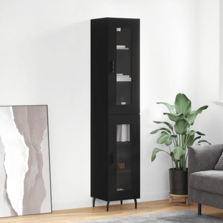 Aparador de madera contrachapada negro 34,5x34x180 cm de , Aparadores - Ref: Foro24-3199442, Precio: 110,75 €, Descuento: %