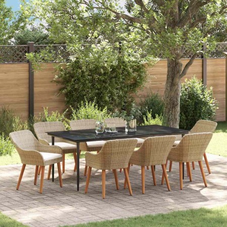 Conjunto de Comedor de Jardín 9 pcs Beige ratán sintético en Mesas de jardín | Comprar online en Foru.es