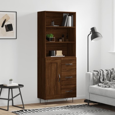 Aparador alto madera contrachapada marrón roble 69,5x34x180 cm de , Aparadores - Ref: Foro24-3190020, Precio: 149,24 €, Descu...