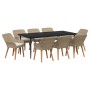 Conjunto de Comedor de Jardín 9 pcs Beige ratán sintético en Mesas de jardín | Comprar online en Foru.es