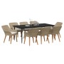 Conjunto de Comedor de Jardín 9 pcs Beige ratán sintético en Mesas de jardín | Comprar online en Foru.es