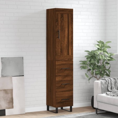 Aparador alto madera contrachapada roble marrón 34,5x34x180 cm de , Aparadores - Ref: Foro24-3200224, Precio: 121,92 €, Descu...