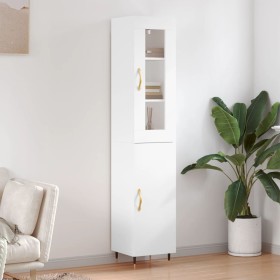 Aparador alto madera contrachapada blanco 34,5x34x180 cm de , Aparadores - Ref: Foro24-3199153, Precio: 102,73 €, Descuento: %