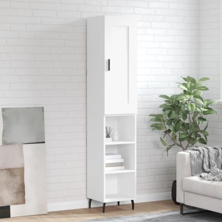 Aparador alto madera contrachapada blanco 34,5x34x180 cm de , Aparadores - Ref: Foro24-3200337, Precio: 95,03 €, Descuento: %