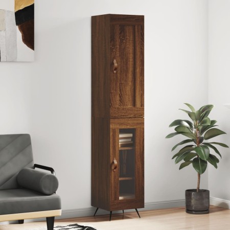 Aparador alto madera contrachapada roble marrón 34,5x34x180 cm de , Aparadores - Ref: Foro24-3200368, Precio: 108,42 €, Descu...