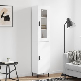 Aparador alto madera contrachapada blanco 34,5x34x180 cm de , Aparadores - Ref: Foro24-3199185, Precio: 112,22 €, Descuento: %