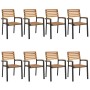 Sillas de jardín apilables 8 uds madera maciza acacia y metal de , Sillas de jardín - Ref: Foro24-3155427, Precio: 698,16 €, ...