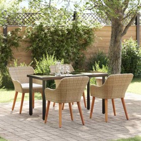 Conjunto de Comedor de Jardín 5 pcs Beige ratán sintético en Mesas de jardín | Comprar online en Foru.es