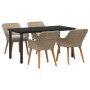 Conjunto de Comedor de Jardín 5 pcs Beige ratán sintético en Mesas de jardín | Comprar online en Foru.es