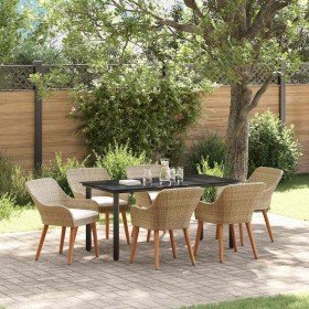 Conjunto de Comedor de Jardín 7 pcs Beige ratán sintético en Mesas de jardín | Comprar online en Foru.es