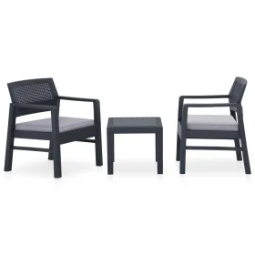 Set de muebles de jardín 3 piezas con cojines plástico gris de vidaXL, Conjuntos de jardín - Ref: Foro24-315855, Precio: 181,...