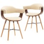 Sillas de comedor 2 uds cuero sintético y madera curvada crema de , Sillas de comedor - Ref: Foro24-283139, Precio: 256,68 €,...