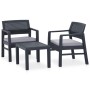 Set de muebles de jardín 3 piezas con cojines plástico gris de vidaXL, Conjuntos de jardín - Ref: Foro24-315855, Precio: 184,...