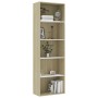 Estantería 5 niveles contrachapada blanca y roble 60x30x189 cm de , Librerías y estanterías - Ref: Foro24-800995, Precio: 102...