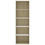 Estantería 5 niveles contrachapada blanca y roble 60x30x189 cm de , Librerías y estanterías - Ref: Foro24-800995, Precio: 102...