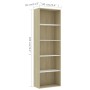 Estantería 5 niveles contrachapada blanca y roble 60x30x189 cm de , Librerías y estanterías - Ref: Foro24-800995, Precio: 102...