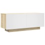 Mueble para TV contrachapada blanco y roble 100x35x40 cm de , Muebles TV - Ref: Foro24-804441, Precio: 86,53 €, Descuento: %