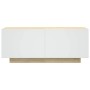 Mueble para TV contrachapada blanco y roble 100x35x40 cm de , Muebles TV - Ref: Foro24-804441, Precio: 86,53 €, Descuento: %