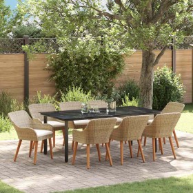 Conjunto de Comedor de Jardín 9 pcs Beige ratán sintético en Mesas de jardín | Comprar online en Foru.es