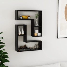 Estantes de pared 2 uds madera contrachapada negro 50x15x50 cm de , Estantes y estanterías - Ref: Foro24-807215, Precio: 34,1...