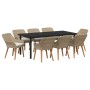 Conjunto de Comedor de Jardín 9 pcs Beige ratán sintético en Mesas de jardín | Comprar online en Foru.es
