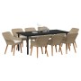 Conjunto de Comedor de Jardín 9 pcs Beige ratán sintético en Mesas de jardín | Comprar online en Foru.es