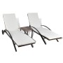 Tumbonas con mesita ratán sintético marrón de , Tumbonas - Ref: Foro24-42496, Precio: 348,79 €, Descuento: %