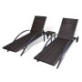 Tumbonas con mesita ratán sintético marrón de , Tumbonas - Ref: Foro24-42496, Precio: 348,79 €, Descuento: %